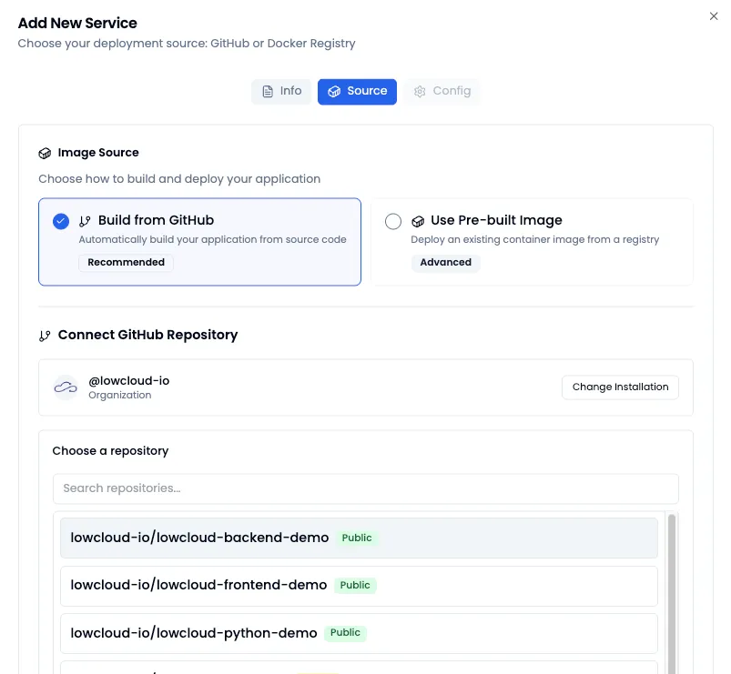 lowcloud Git Deployment